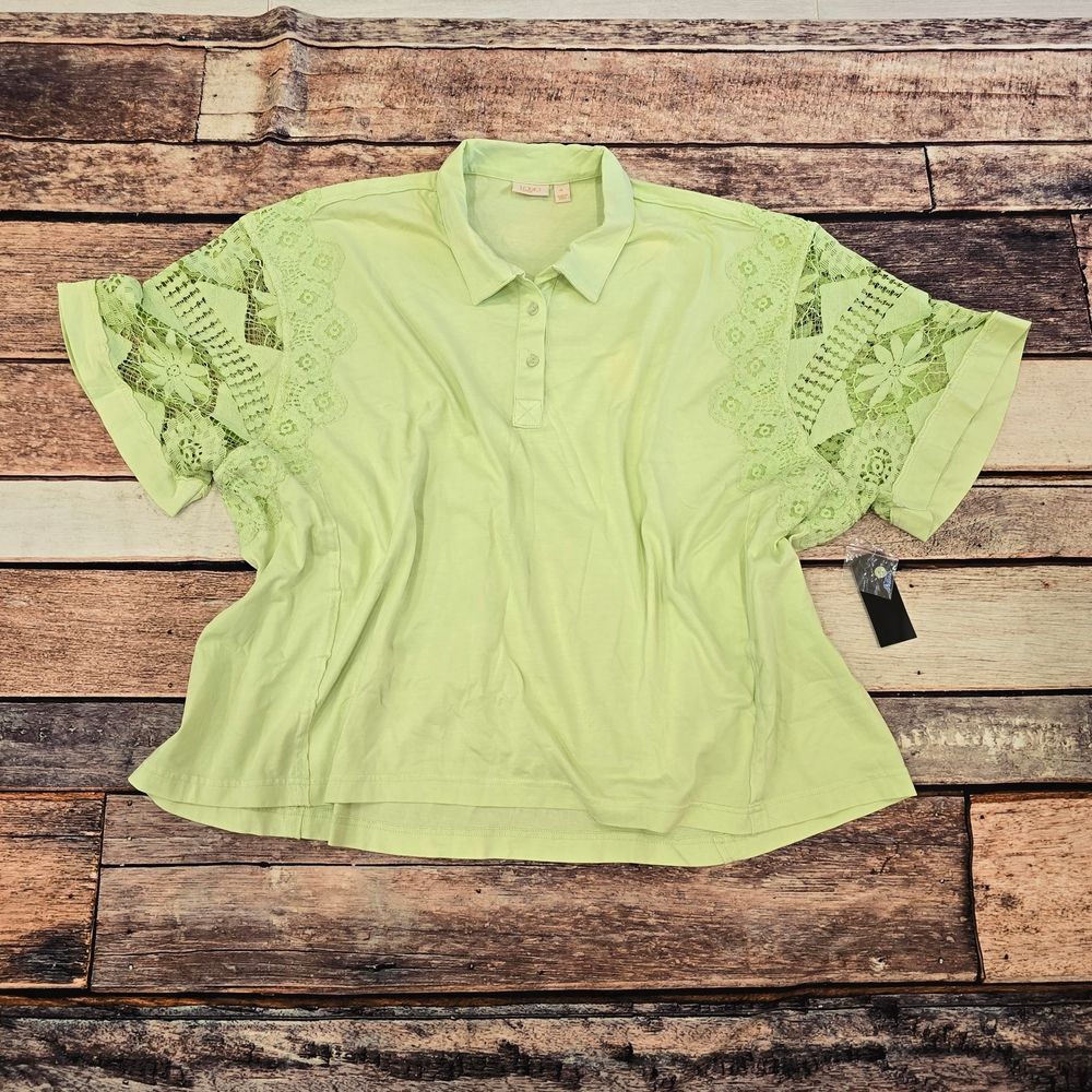 Lace Sleeve Green Women's Top
